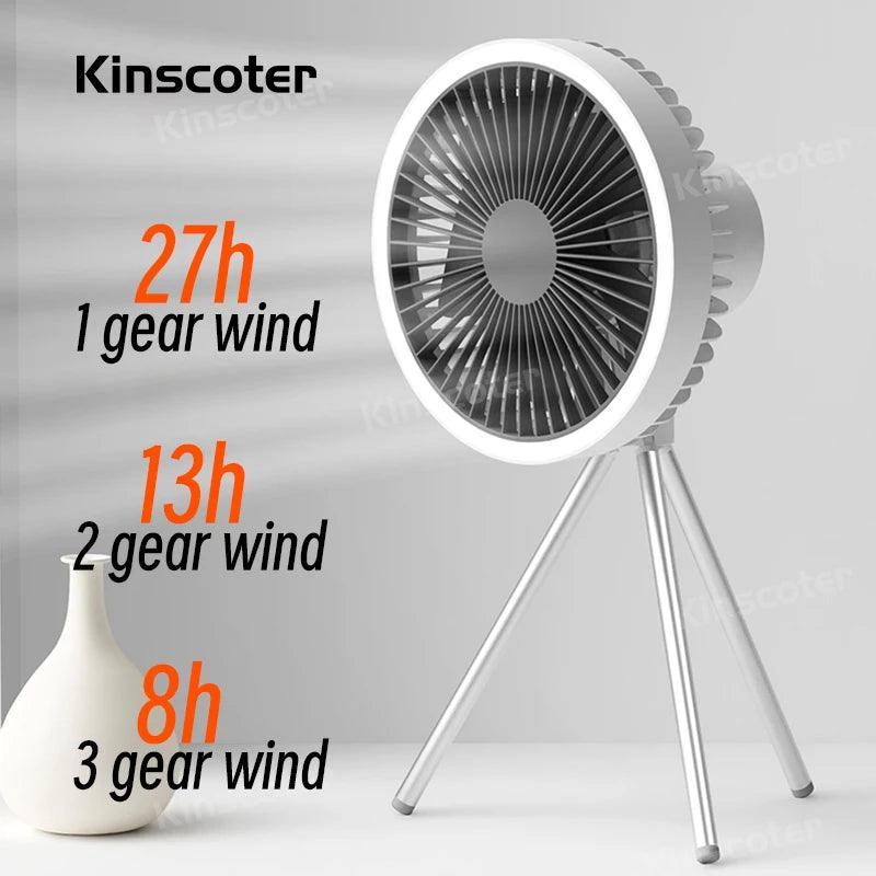 10000mAh 4000mAh Camping Fan Rechargeable Desktop Portable Circulator Wireless Ceiling Electric Fan with Power Bank LED Lighting Camping Rechargeable Fan