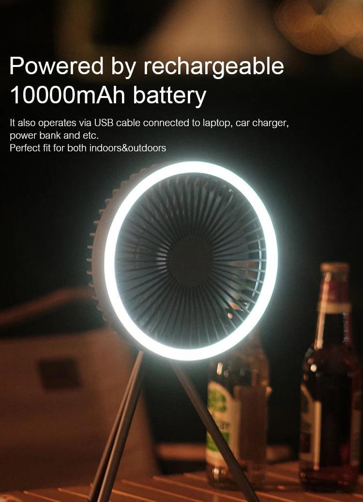 10000mAh 4000mAh Camping Fan Rechargeable Desktop Portable Circulator Wireless Ceiling Electric Fan with Power Bank LED Lighting Camping Rechargeable Fan
