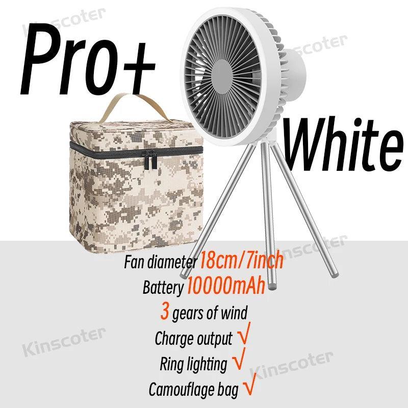 10000mAh 4000mAh Camping Fan Rechargeable Desktop Portable Circulator Wireless Ceiling Electric Fan with Power Bank LED Lighting Camping Rechargeable Fan