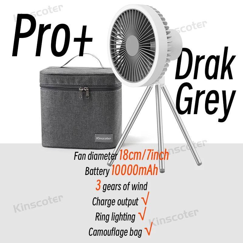 10000mAh 4000mAh Camping Fan Rechargeable Desktop Portable Circulator Wireless Ceiling Electric Fan with Power Bank LED Lighting Camping Rechargeable Fan