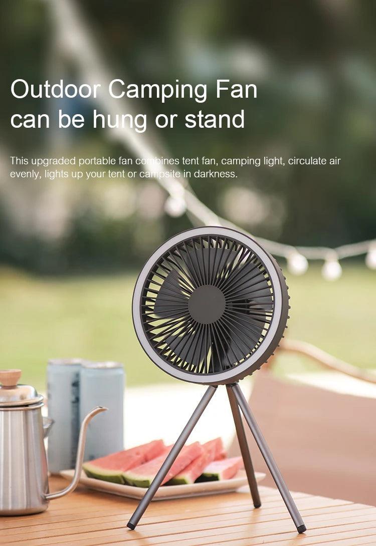 10000mAh 4000mAh Camping Fan Rechargeable Desktop Portable Circulator Wireless Ceiling Electric Fan with Power Bank LED Lighting Camping Rechargeable Fan