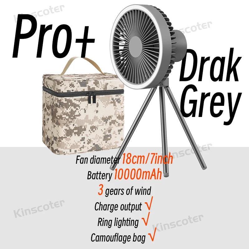 10000mAh 4000mAh Camping Fan Rechargeable Desktop Portable Circulator Wireless Ceiling Electric Fan with Power Bank LED Lighting Camping Rechargeable Fan
