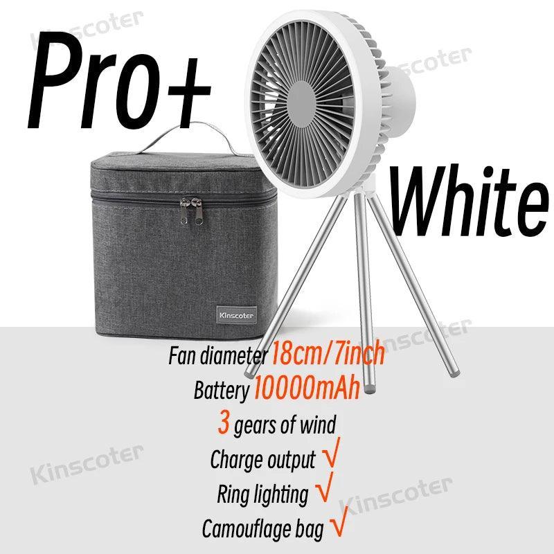 10000mAh 4000mAh Camping Fan Rechargeable Desktop Portable Circulator Wireless Ceiling Electric Fan with Power Bank LED Lighting Camping Rechargeable Fan