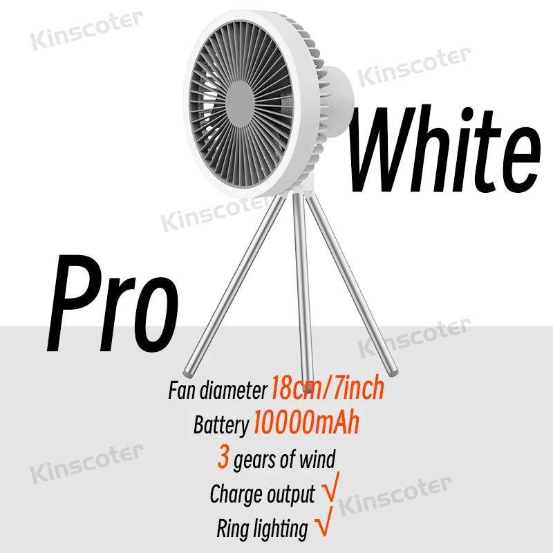 10000mAh 4000mAh Camping Fan Rechargeable Desktop Portable Circulator Wireless Ceiling Electric Fan with Power Bank LED Lighting Camping Rechargeable Fan