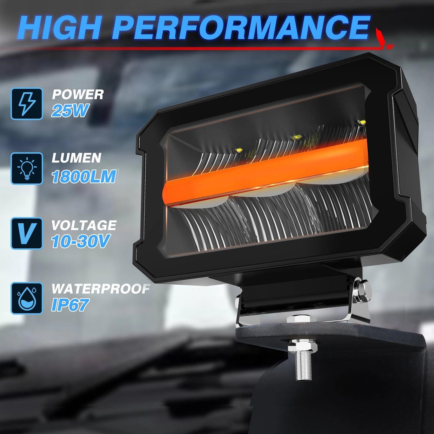 2 Pcs 5inch led Work Lights Borderless Pod Lights LED Driving Fog Lights headlights for 4X4 4WD Off - road ATV UTV Trucks - LED Work Lamps - Open Cut Off - Grid