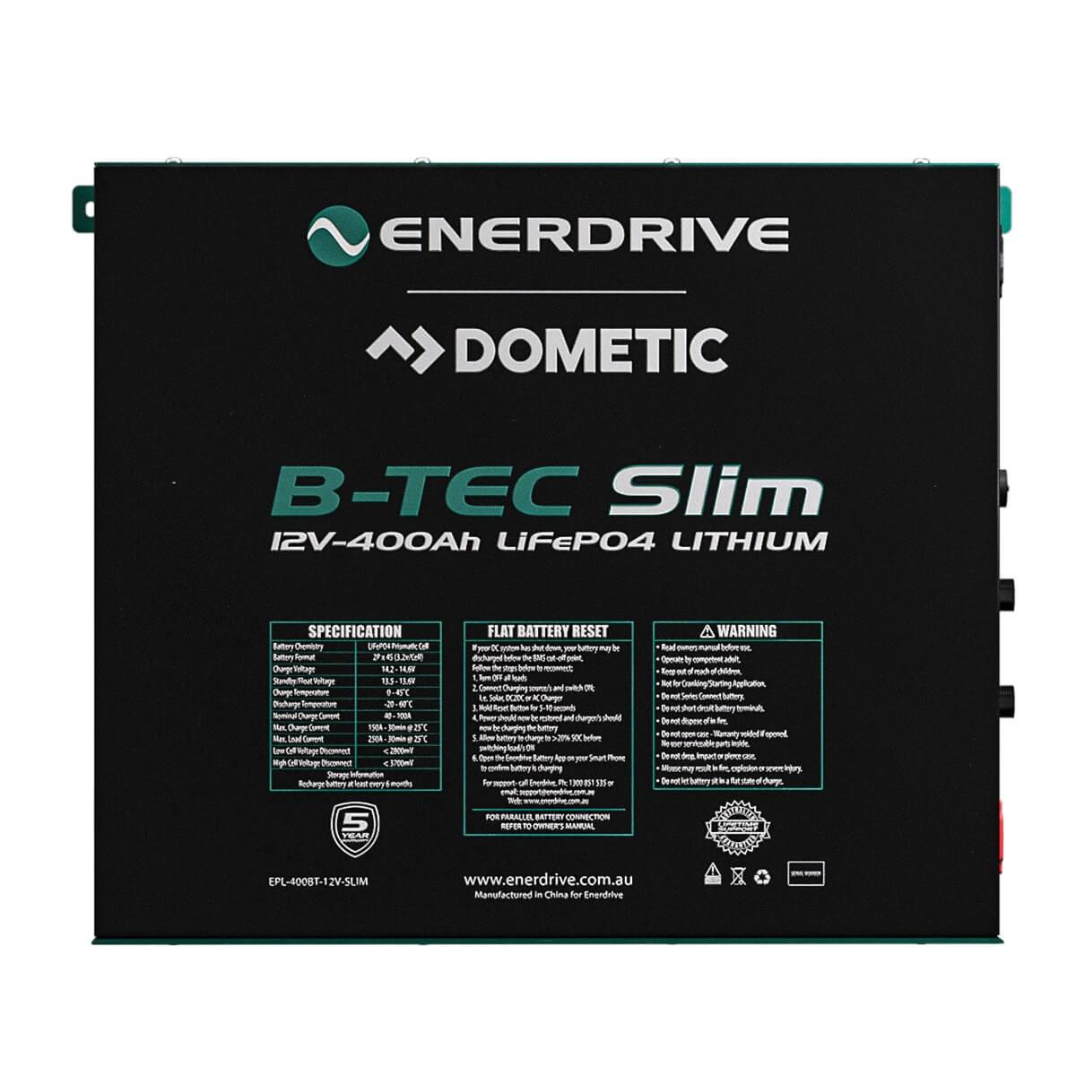 B-TEC 400amp / 12v LiFePO4 BT Slim Metal Case Battery