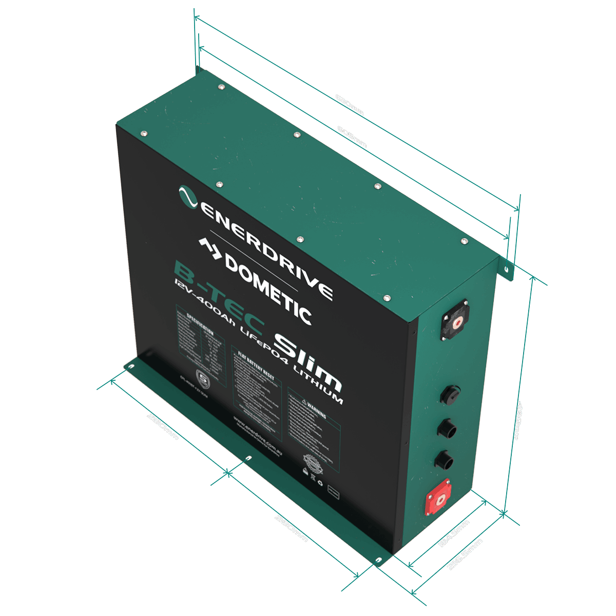 B-TEC 400amp / 12v LiFePO4 BT Slim Metal Case Battery