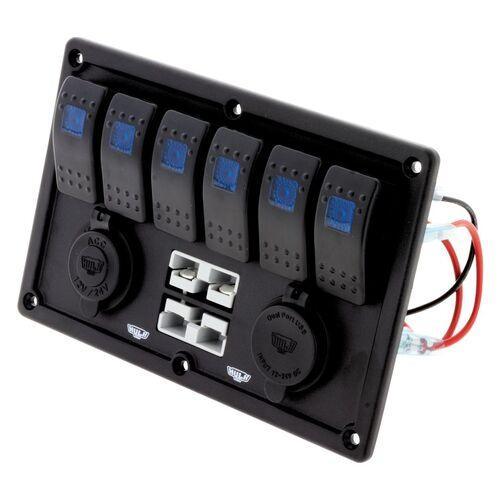 6-Way Switch Panel W/ 50A Plugs Accessory Socket & Dual USB