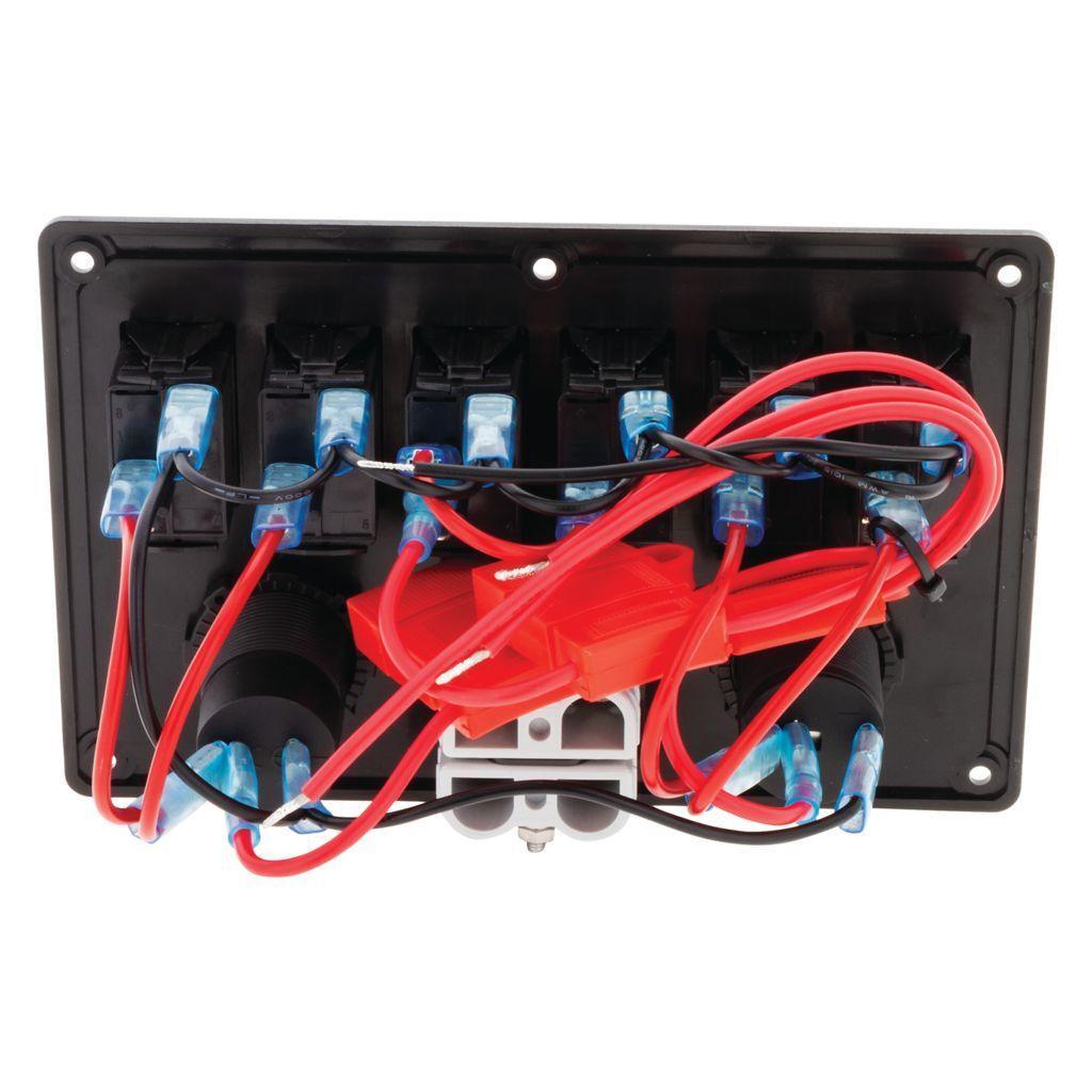 6-Way Switch Panel W/ 50A Plugs Accessory Socket & Dual USB