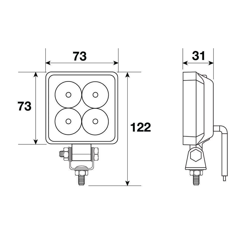 Led Square Worklamp Kit 9 - 30V 24 Watts