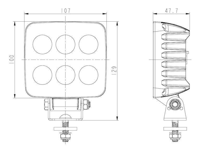 Led Square Flood Beam Worklamp 9 - 36V 24W