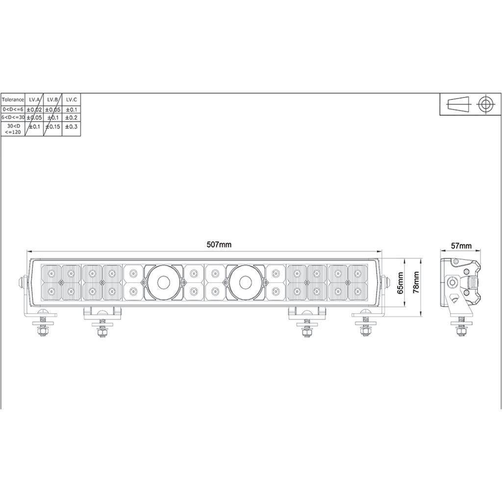 20” Laser Led Lightbar Combo Beam 507MM