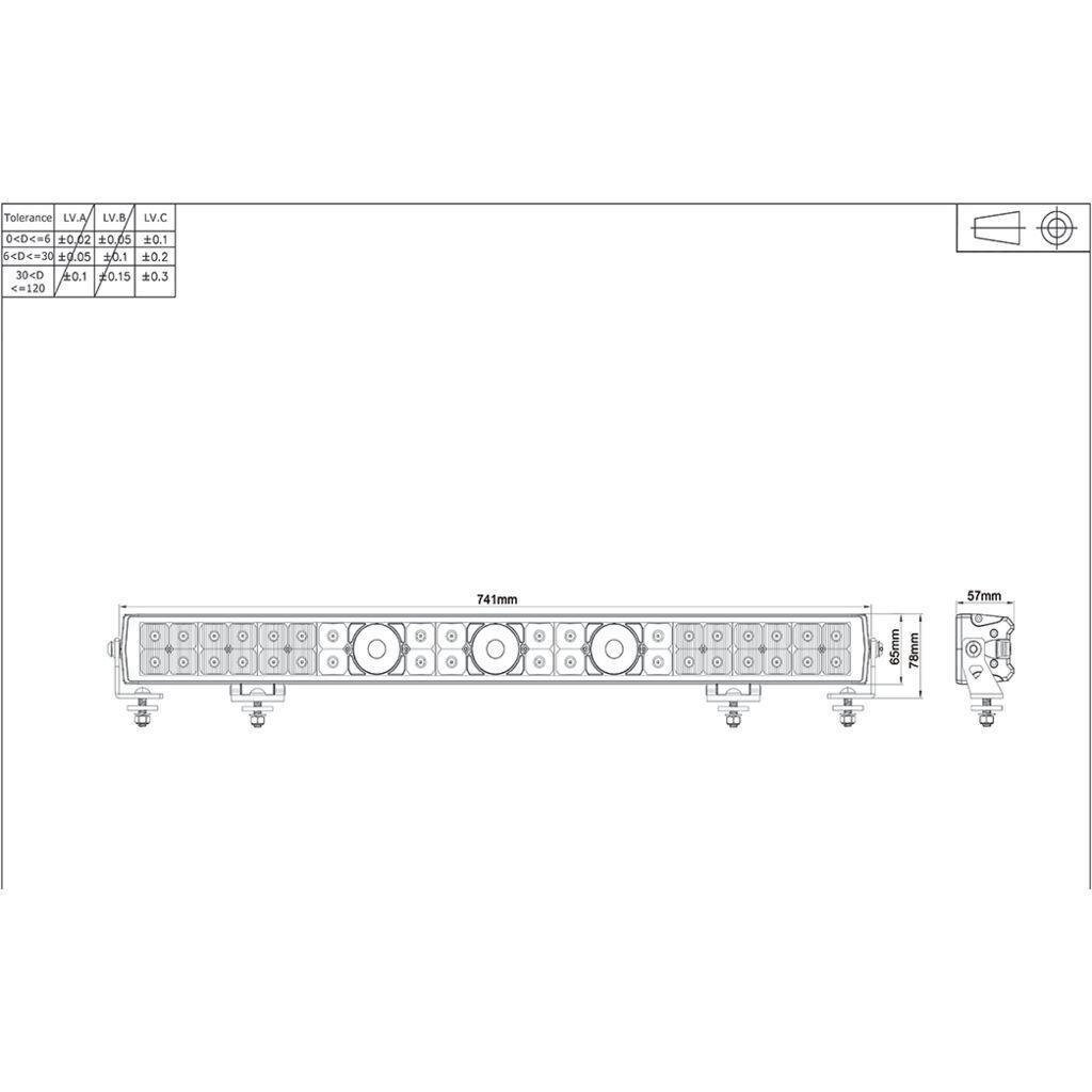 29” Laser Led Lightbar Combo Beam 741MM