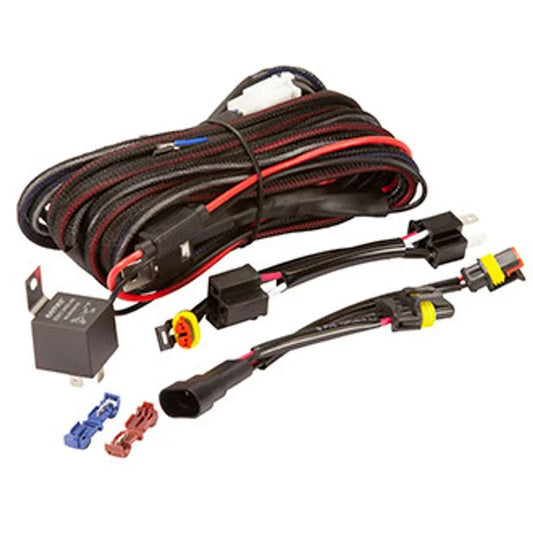 Driving Light Wiring Kit Suits Dual DRL 12/24V +&- Switching H4 & HB4 Piggy Back Connectors