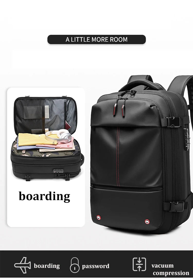Travel Men 17 inch Laptop Backpack vacuum compression Backpack Business Large Capacity school Backpack expand outdoor backpack Open Cut Off-Grid