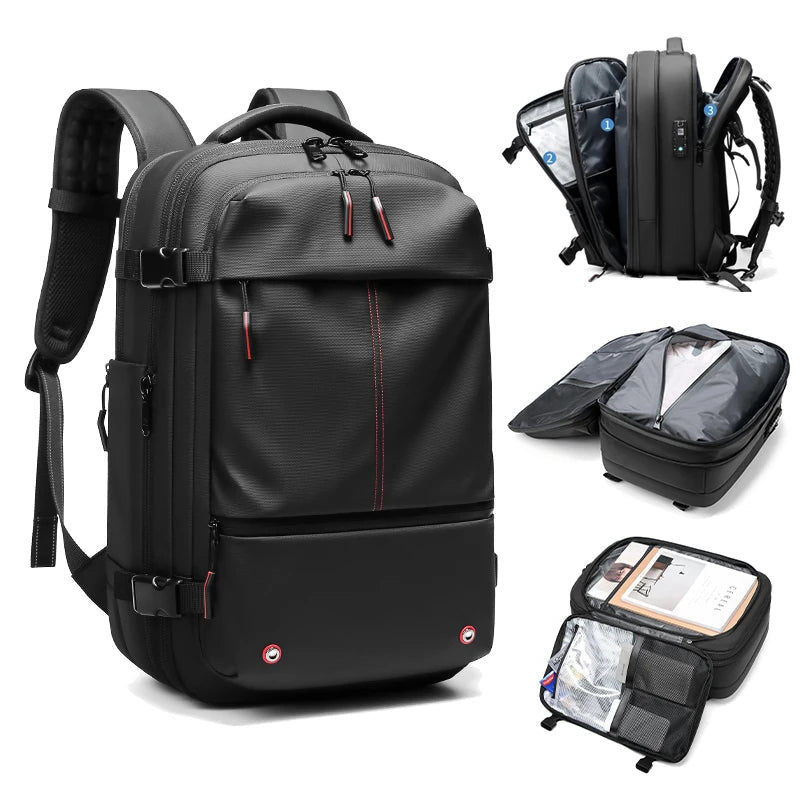 Travel Men 17 inch Laptop Backpack vacuum compression Backpack Business Large Capacity school Backpack expand outdoor backpack Open Cut Off-Grid