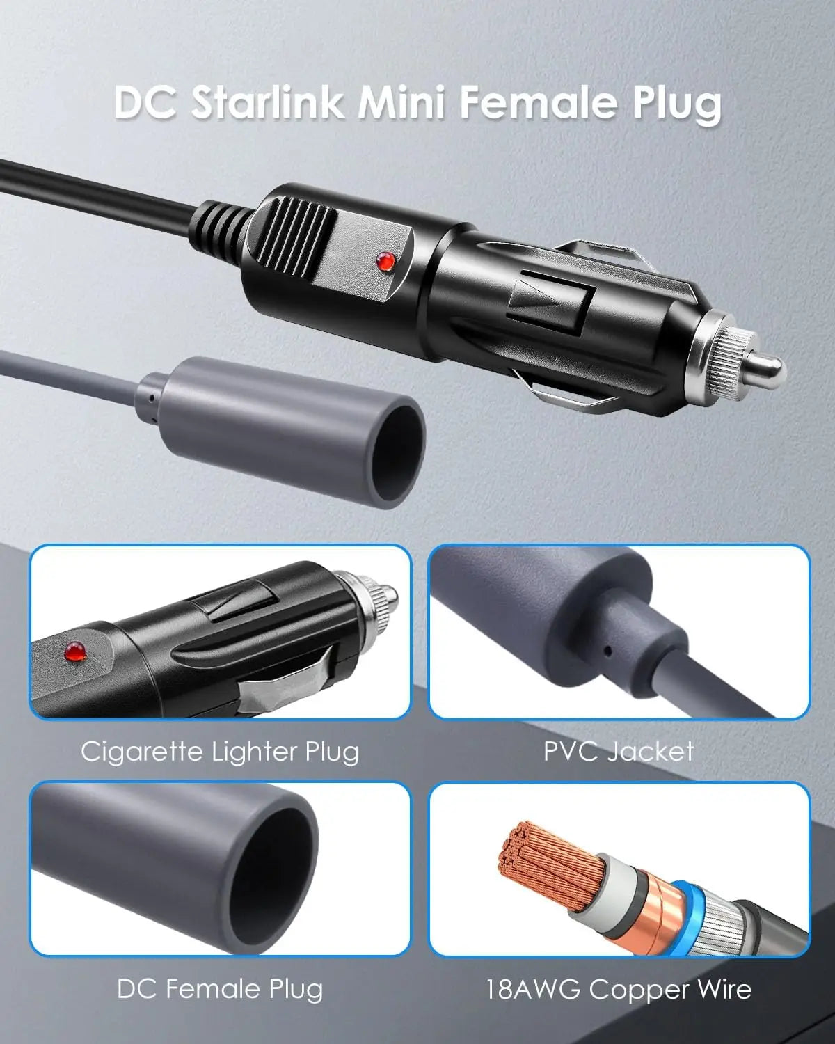 Cigarette Lighter Power Adapter DC 12V/24V to 48V 2A Boost Converter Power Cord for Starlink, RV, Surveillance, Boat 10-30V to 48V 2A