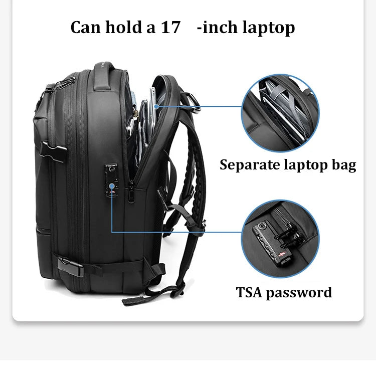 Travel Men 17 inch Laptop Backpack vacuum compression Backpack Business Large Capacity school Backpack expand outdoor backpack Open Cut Off-Grid
