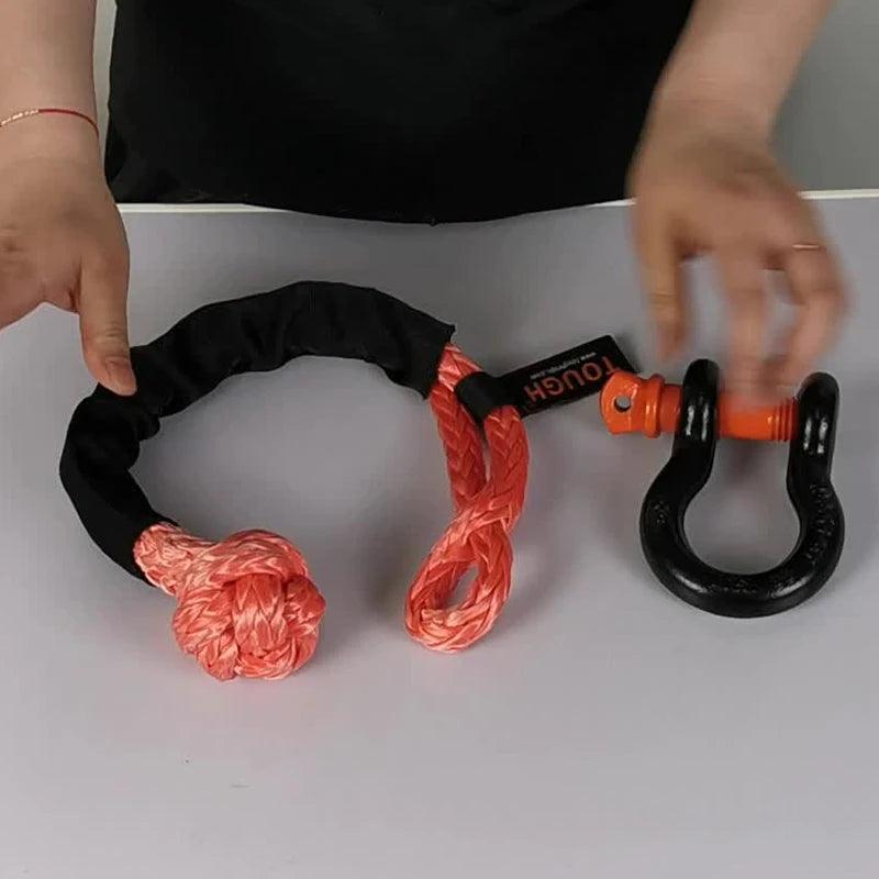 17T 38,000 Lbs Break Strength Synthetic Soft Shackle 1/2" X 22 Inch Rugged Shackles with Protective Sleeve For Vehicle Recovery