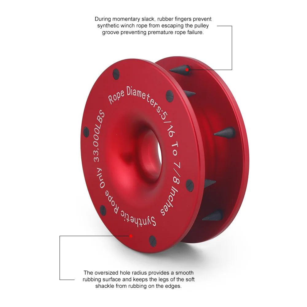 Upgrade High Load Capacity Recovery Ring Set Rope Retention Pulley+Hook Winch Rope With Protective Sleeve for Truck Vehicle