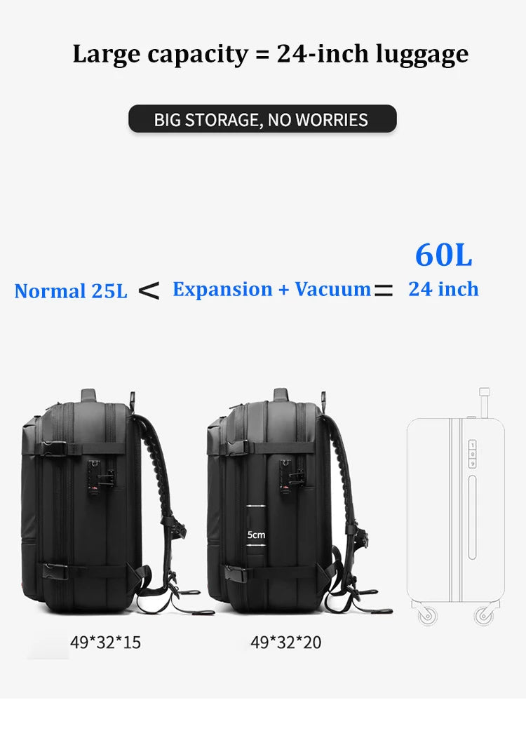 Travel Men 17 inch Laptop Backpack vacuum compression Backpack Business Large Capacity school Backpack expand outdoor backpack Open Cut Off-Grid