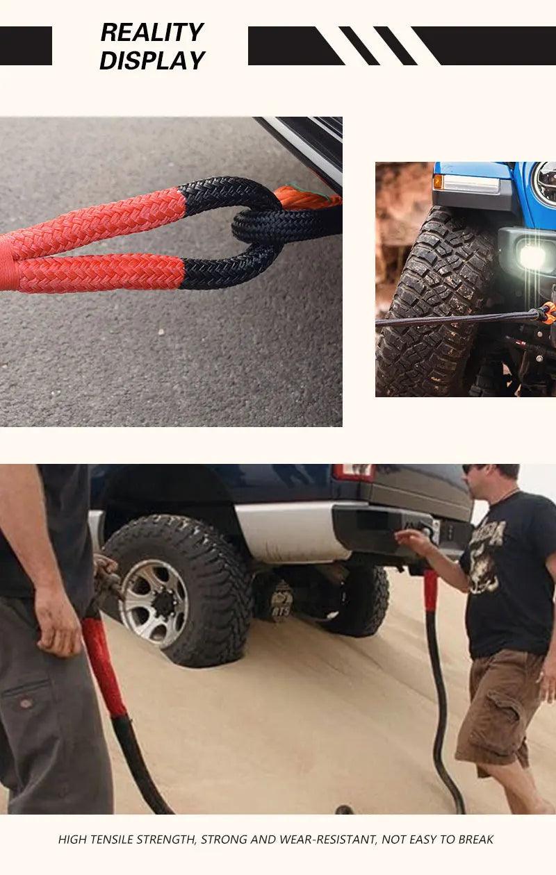 Black 3/4"*20ft Kinetic Rope,19mm*6m Energy Rope,Double braided Recovery Rope,Towing Ropes Kinetic Rope