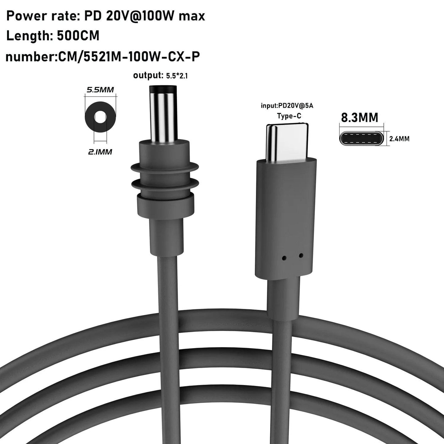 For Starlink Mini Cable 2M(6.6ft) Starlink Mini DC Power Type-C Input Replacement cable Waterproof Outerdoor Barrel Jack Chargin Starlink Cables & Adaptors