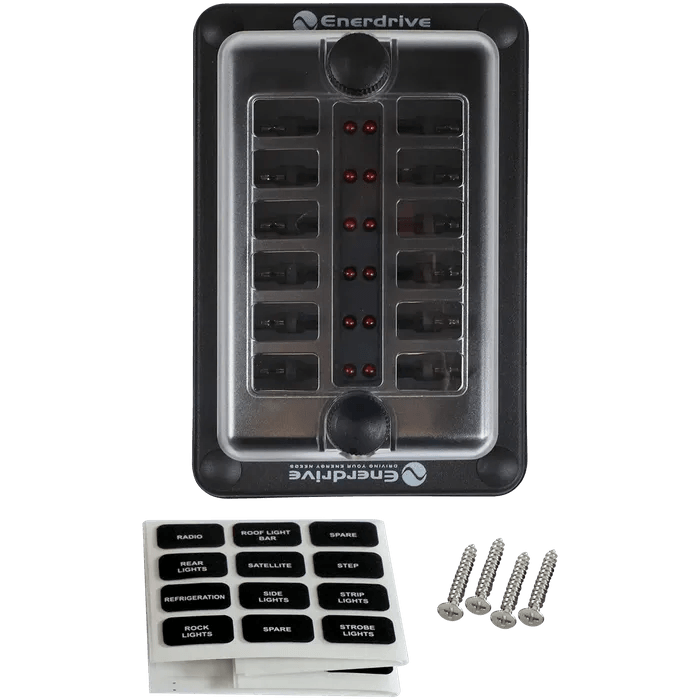 Fuse Block Panel Mount (1 in 12 out) With LED's Fuse Box