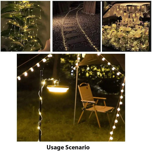 LED Rechargeable Camping Lamp Atmosphere 10M IPX4 Waterproof Recyclable Light Belt Outdoor Garden Decoration Lamp for Tent Room Camp Lighting