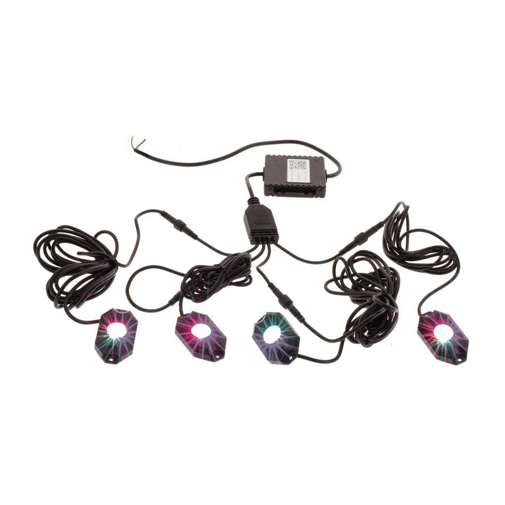 LED RGBW Flood Beam Rock Light Kit w/ Bluetooth - Pkt4 Rock Lights