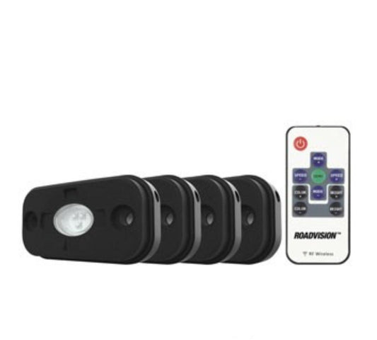 LED Rock Light Kit V2 RGB 4 Way with RF Remote Control Upgradable to 8 lights Rock Lights