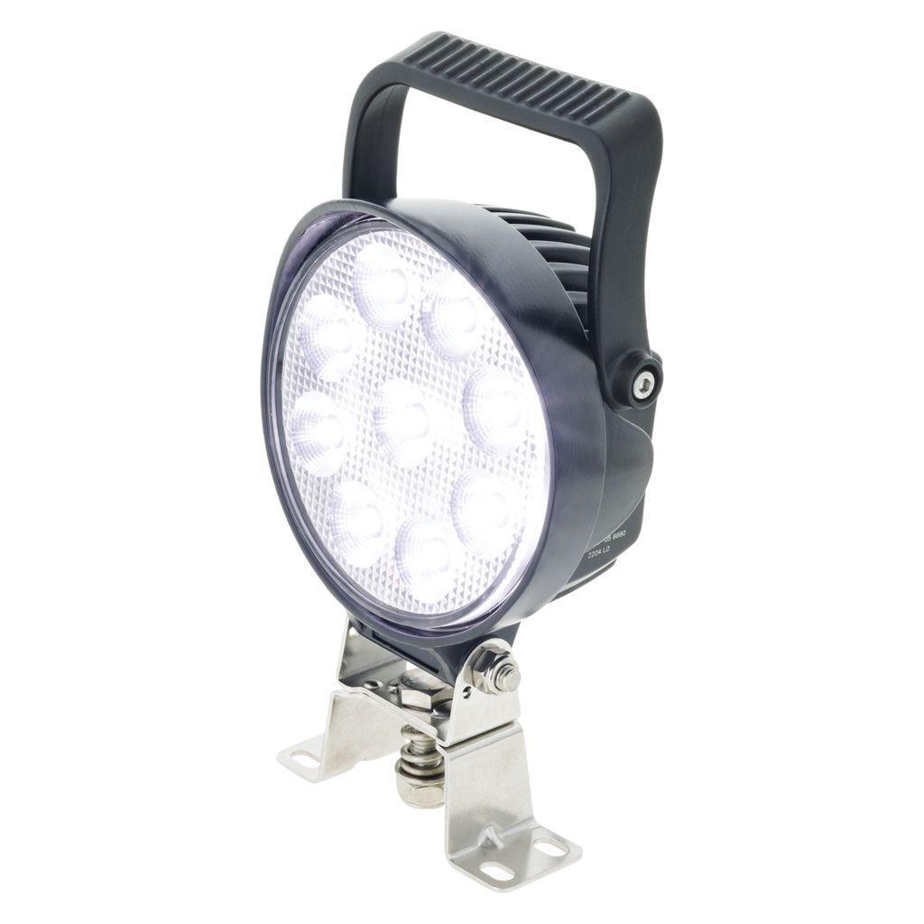 Led Round Spot Beam Worklamp W/ Handle & Switch Black Housing LED Work Lamps