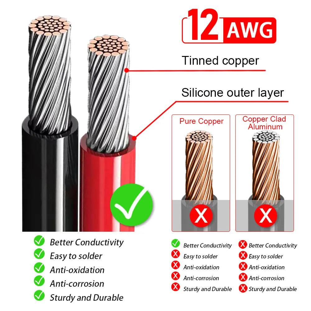 Solar Connector to XT60I - F Adapter 12AWG Cable Connect Solar Panel Charge Cable 1/2/3M for Generator Portable Power Station - Solar Cable - Open Cut Off - Grid