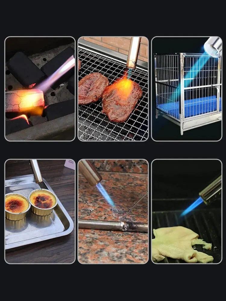 Torch Cooking AutoIgnition Butane Gas Welding-Burner Welding Gas Burner Flame Gas Torch Flame Gun Blow for BBQ Camping Cooking Butane Torch