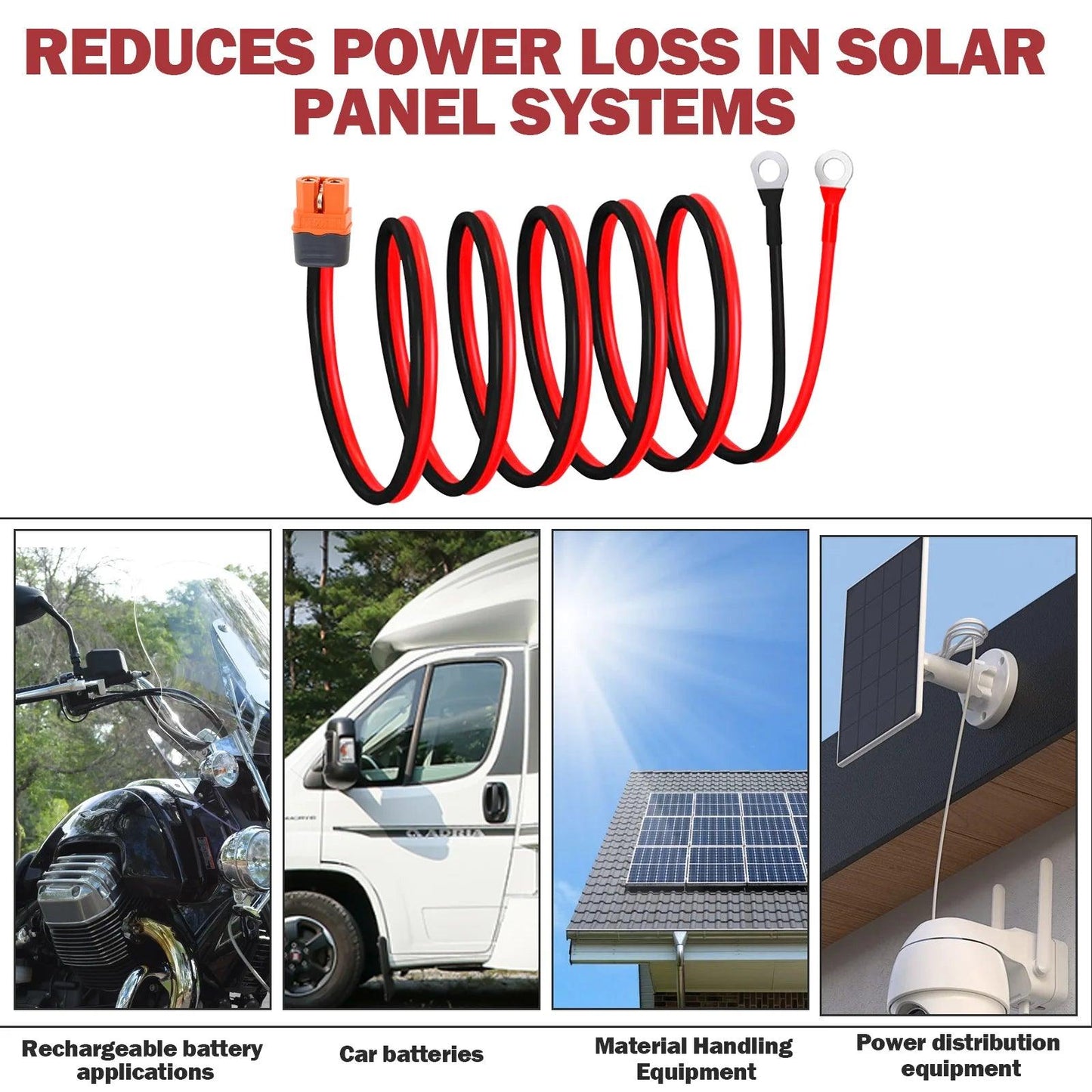 XT60i to O Ring Terminal Cable 10 AWG XT60i Female to O Ring Connector XT60i-F Extension Cable for Power Solar Solar Cable
