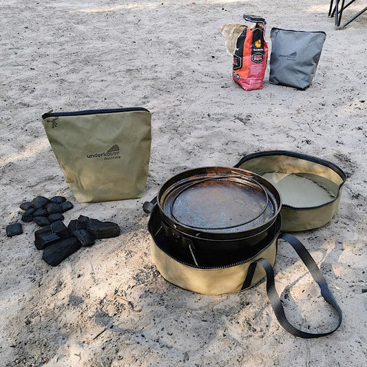 Canvas Camp Oven Bag / Charcoal Bag Combo (9 quart cast iron or 12 inch spun steel) Canvas Products
