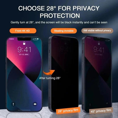 1 - 4Pcs Anti - spy Tempered Glass for IPhone 16 15 13 11 14Pro Max Full Cover Privacy Screen Protector For iPhone X XS Max XR Glass - Privacy Screen Protector - Open Cut Off - Grid
