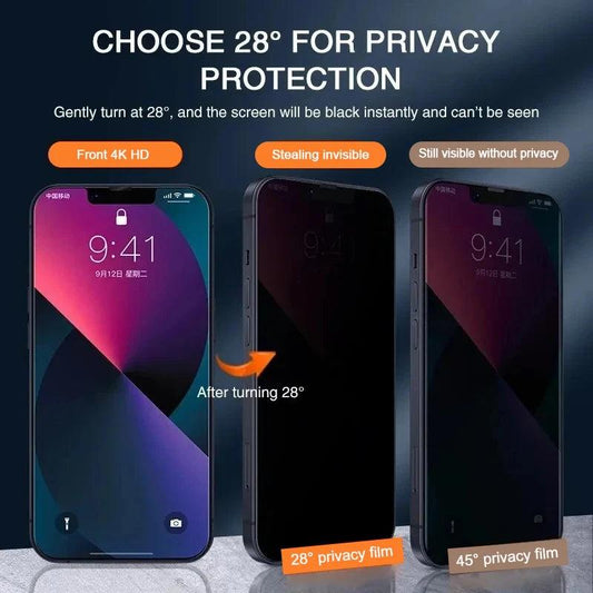 1 - 4Pcs Anti - spy Tempered Glass for IPhone 16 15 13 11 14Pro Max Full Cover Privacy Screen Protector For iPhone X XS Max XR Glass - Privacy Screen Protector - Open Cut Off - Grid