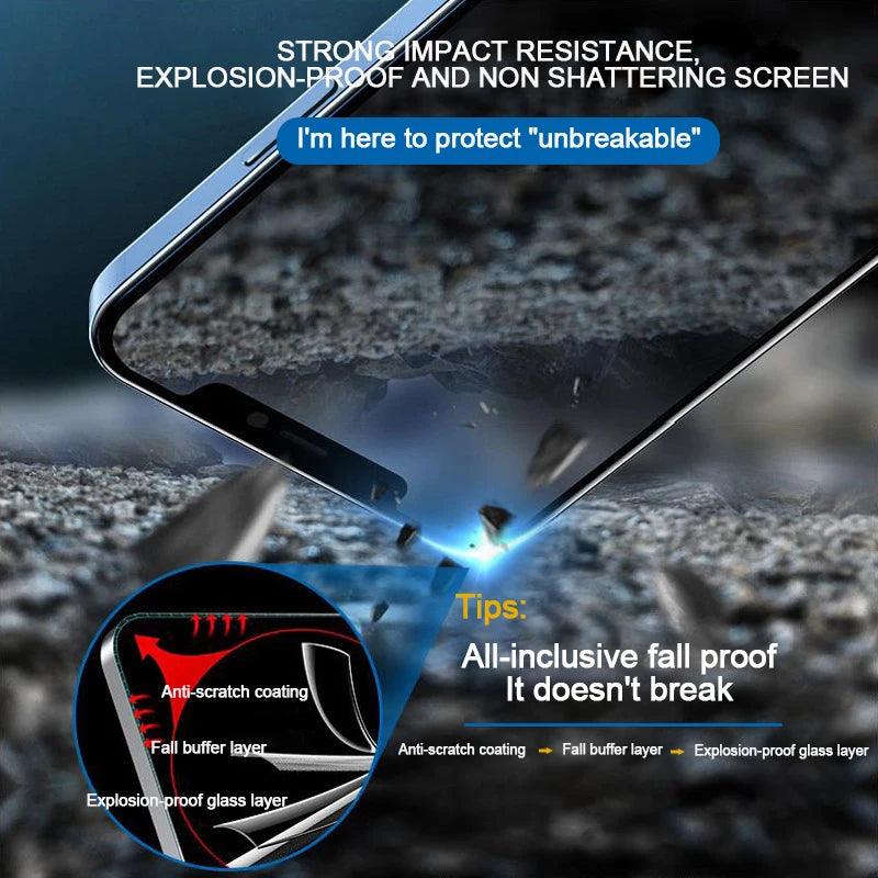 1 - 4Pcs Anti - spy Tempered Glass for IPhone 16 15 13 11 14Pro Max Full Cover Privacy Screen Protector For iPhone X XS Max XR Glass - Privacy Screen Protector - Open Cut Off - Grid