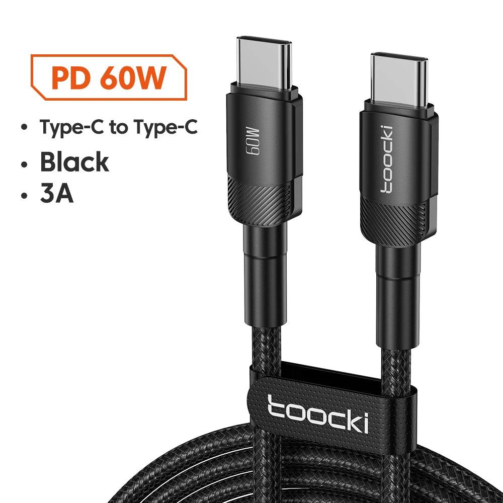 100W Type C to USB C Cable PD 3.0 Quick Charge 4.0 Fast Charging Type C to Type C for iPhone 15 Macbook Samsung Xiaomi - Charging Cable - Open Cut Off - Grid