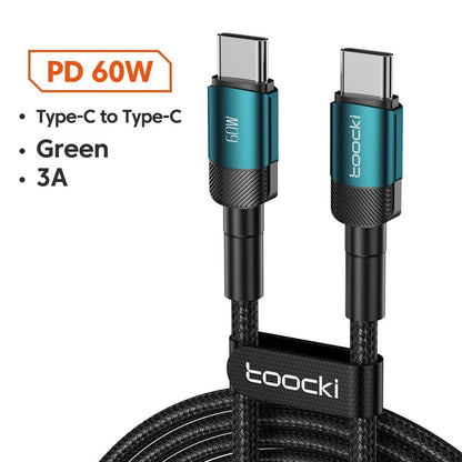 100W Type C to USB C Cable PD 3.0 Quick Charge 4.0 Fast Charging Type C to Type C for iPhone 15 Macbook Samsung Xiaomi - Charging Cable - Open Cut Off - Grid