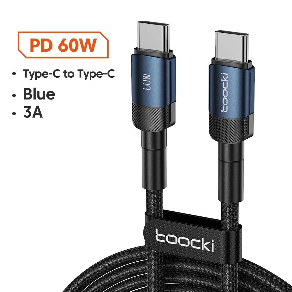 100W Type C to USB C Cable PD 3.0 Quick Charge 4.0 Fast Charging Type C to Type C for iPhone 15 Macbook Samsung Xiaomi - Charging Cable - Open Cut Off - Grid