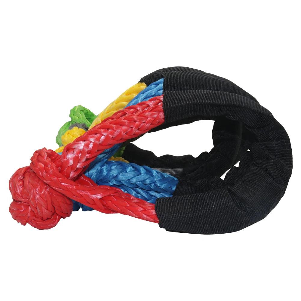 17T 38,000 Lbs Break Strength Synthetic Soft Shackle 1/2" X 22 Inch Rugged Shackles with Protective Sleeve For Vehicle Recovery Soft Shackle