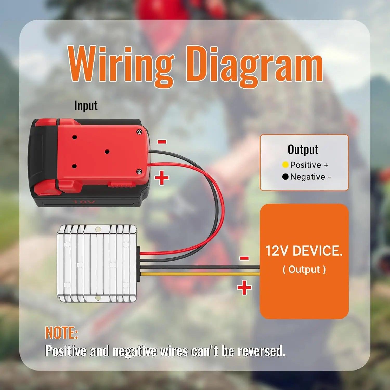 18V to 12V Step Down Converter for Milwaukee M18 Power Wheel Battery Adapter DC 12V 20A 240W Inverter Automatic Buck Converter Starlink Cables & Adaptors