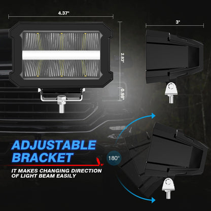 2 Pcs 5inch led Work Lights Borderless Pod Lights LED Driving Fog Lights headlights for 4X4 4WD Off - road ATV UTV Trucks - LED Work Lamps - Open Cut Off - Grid