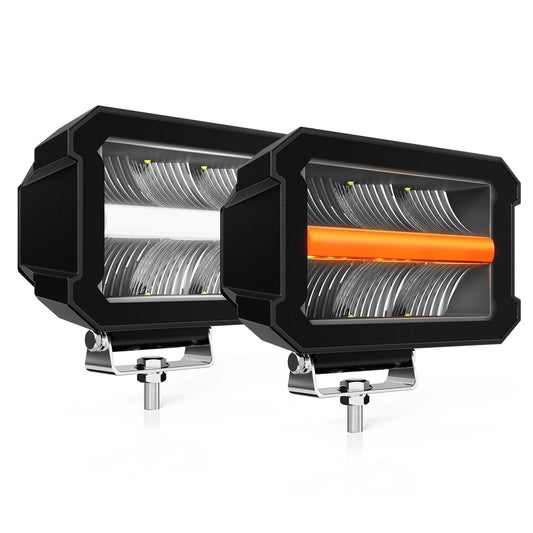 2 Pcs 5inch led Work Lights Borderless Pod Lights LED Driving Fog Lights headlights for 4X4 4WD Off - road ATV UTV Trucks - LED Work Lamps - Open Cut Off - Grid