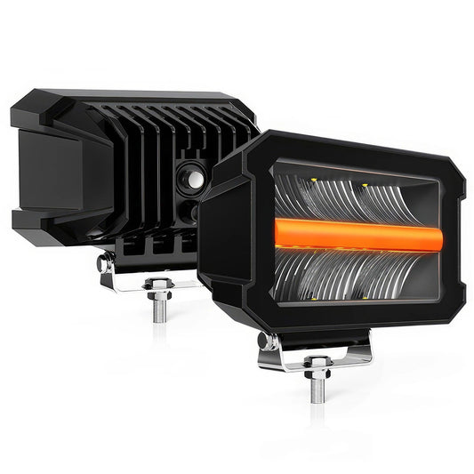 2 Pcs 5inch led Work Lights Borderless Pod Lights LED Driving Fog Lights headlights for 4X4 4WD Off - road ATV UTV Trucks - LED Work Lamps - Open Cut Off - Grid