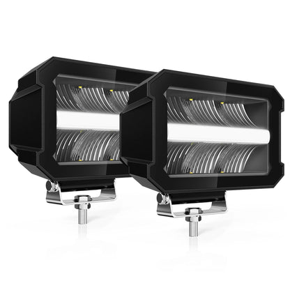 2 Pcs 5inch led Work Lights Borderless Pod Lights LED Driving Fog Lights headlights for 4X4 4WD Off - road ATV UTV Trucks - LED Work Lamps - Open Cut Off - Grid