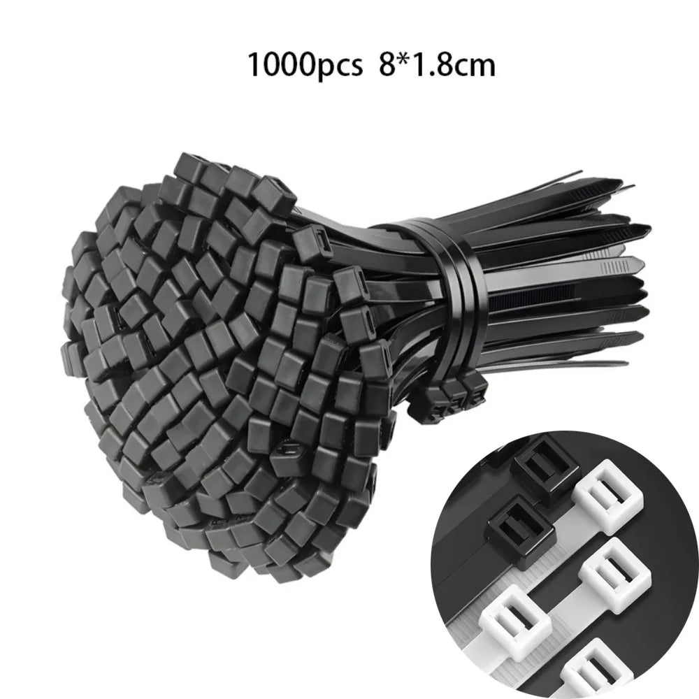 20/50100Pcs Multipurpose Nylon Universal Cable Tie Buckle Nylon Buckle Cable Tie Retainer Heavy Duty Nylon Zip Ties Self-Locking Cable Ties