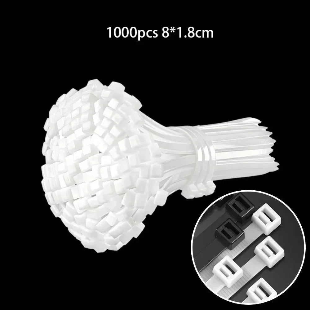 20/50100Pcs Multipurpose Nylon Universal Cable Tie Buckle Nylon Buckle Cable Tie Retainer Heavy Duty Nylon Zip Ties Self-Locking Cable Ties